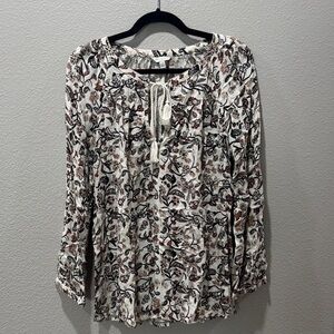 🍀 Lucky Brand Women’s Boho Long Sleeve Top w/ Tie Front – Size L 🍀